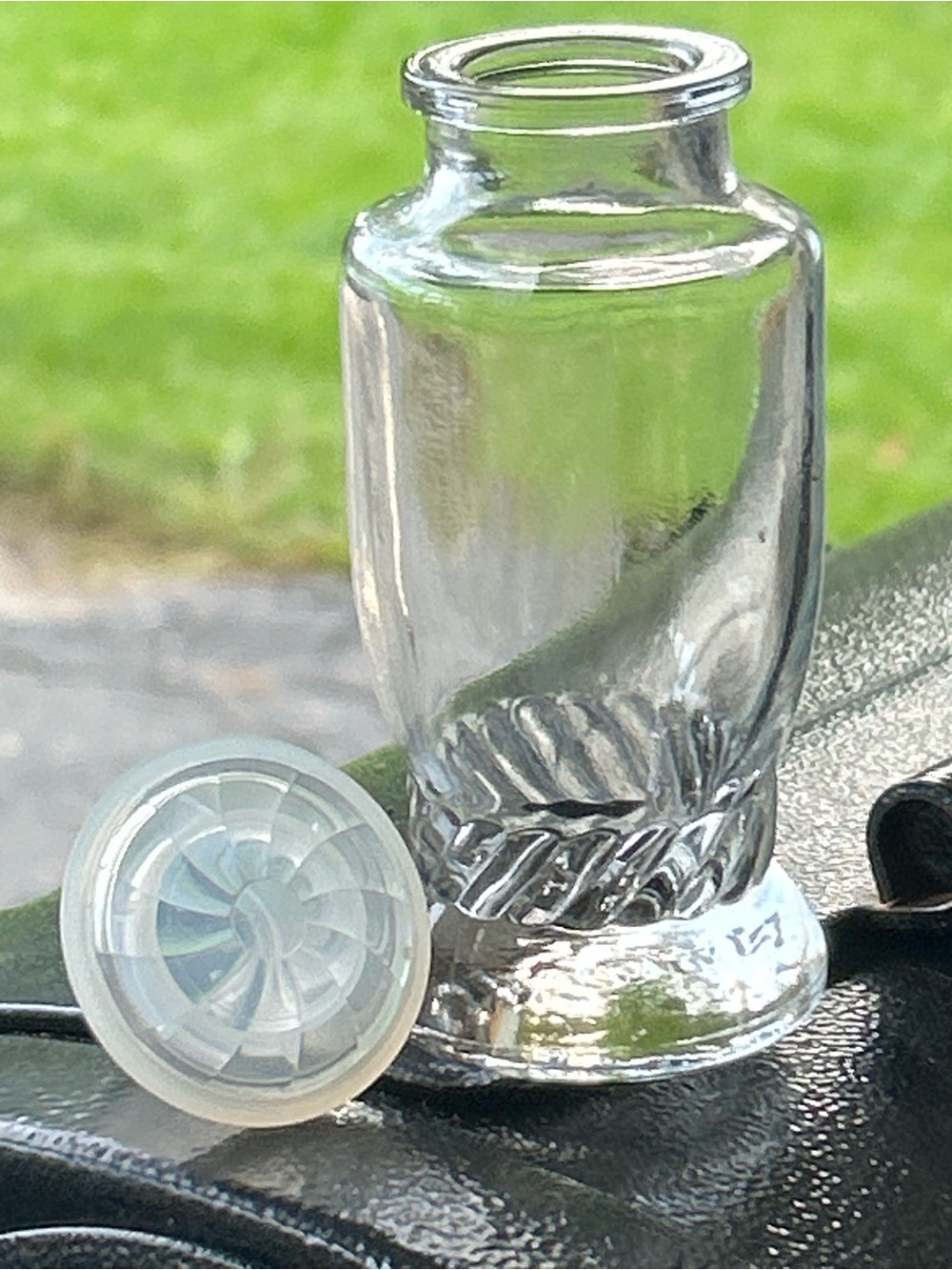 Antique pharmaceutical apothecary Clear Glass bottle Decorative Vase Swirl Base